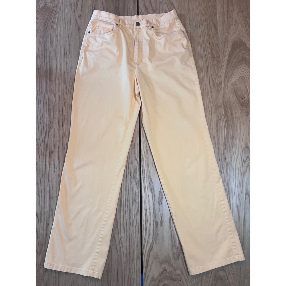 Talbots Straight Leg Stretch Pants Womens 10 Yellow High Rise Preppy